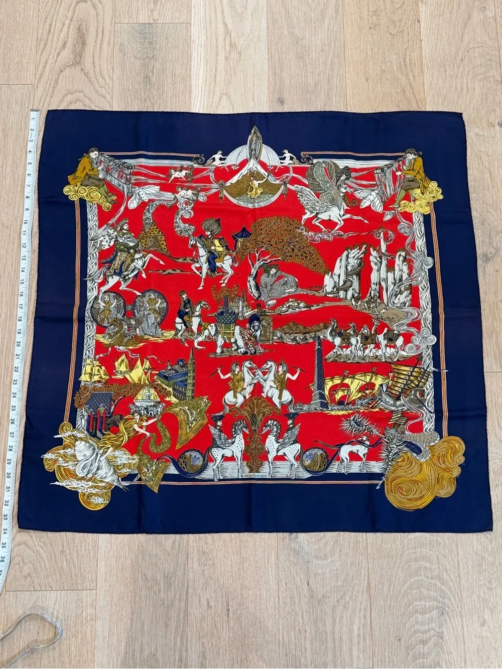 Vintage Hermes Carre 90 ‘Au Fil de la Soie’ Silk Scarf Designed By Annie Faivre